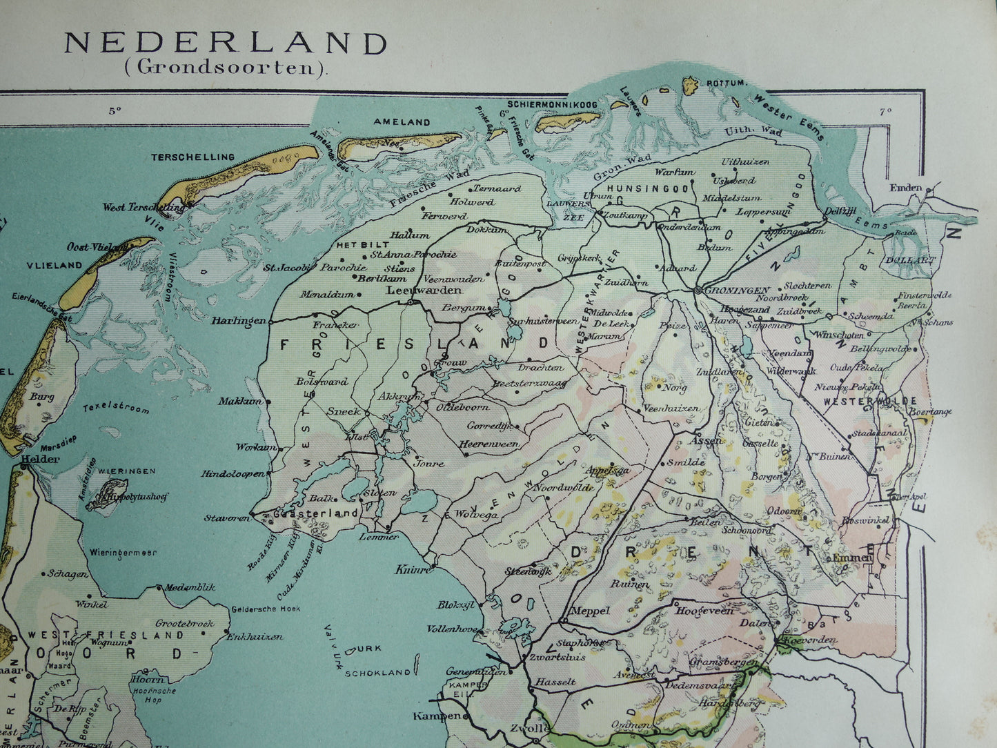 NETHERLANDS old map of soil types 1920 vintage Dutch geology map soil types map