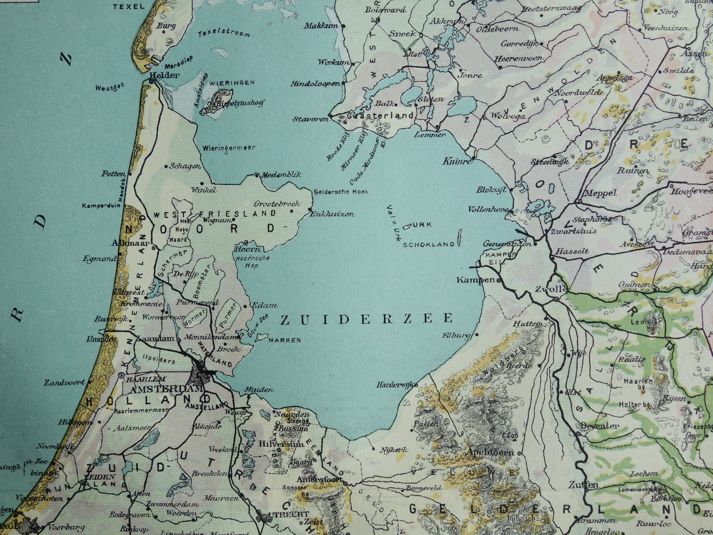 NETHERLANDS old map of soil types 1920 vintage Dutch geology map soil types map
