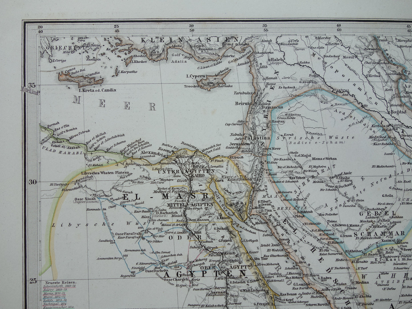 Saoedi-Arabië vintage landkaart van Saudi-Arabie 1876 originele oude antieke kaart Riyad Djedda
