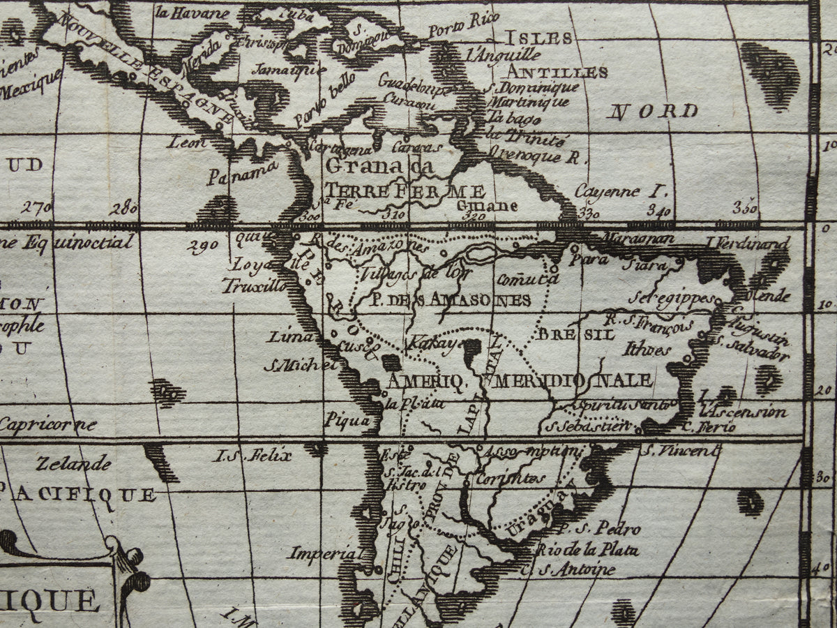 Noord & Zuid Amerika 260+ jaar oude kaart van de Amerika's uit 1759 originele antieke kaart Californië eiland klein formaat