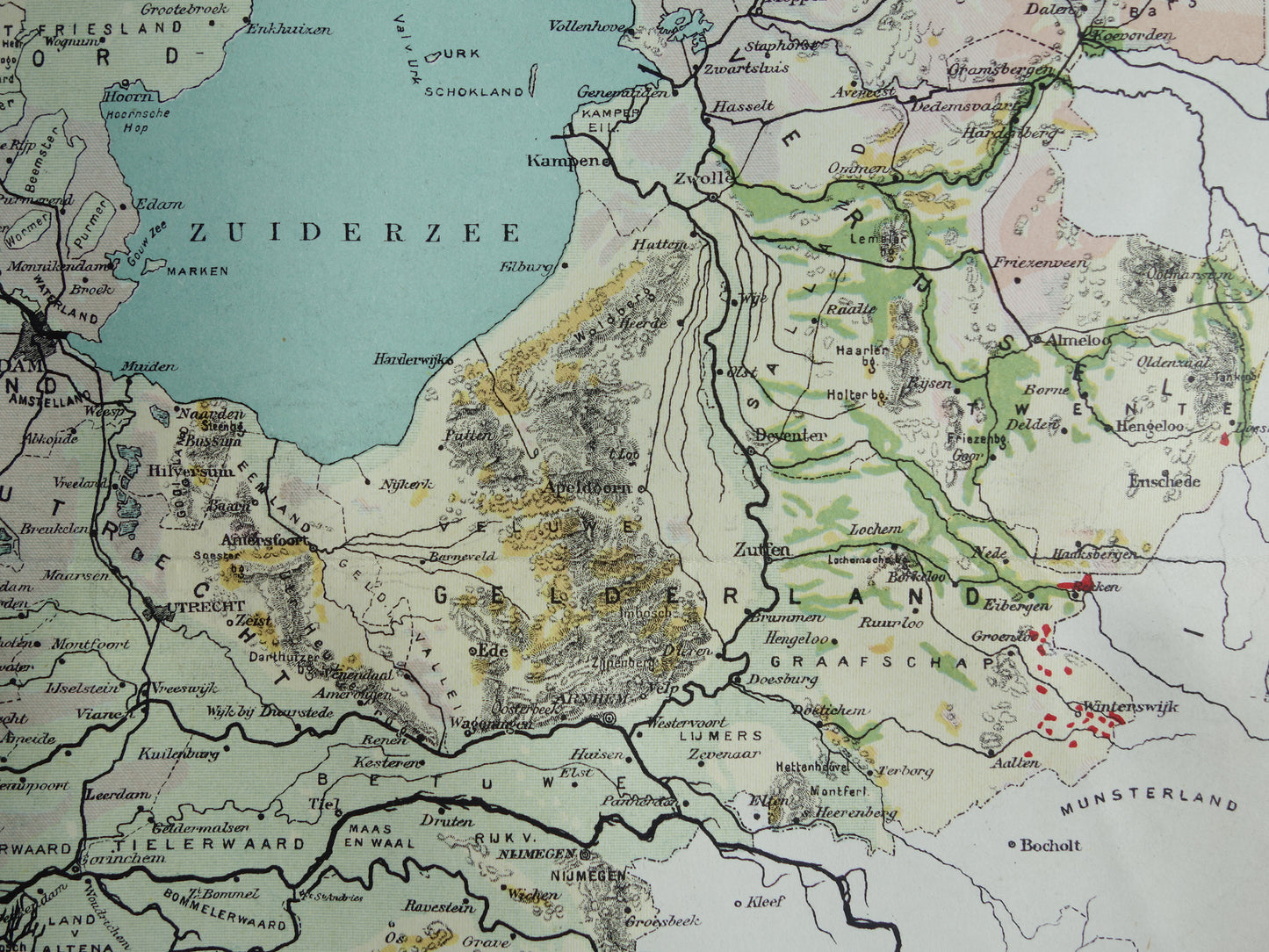 NETHERLANDS old map of soil types 1920 vintage Dutch geology map soil types map