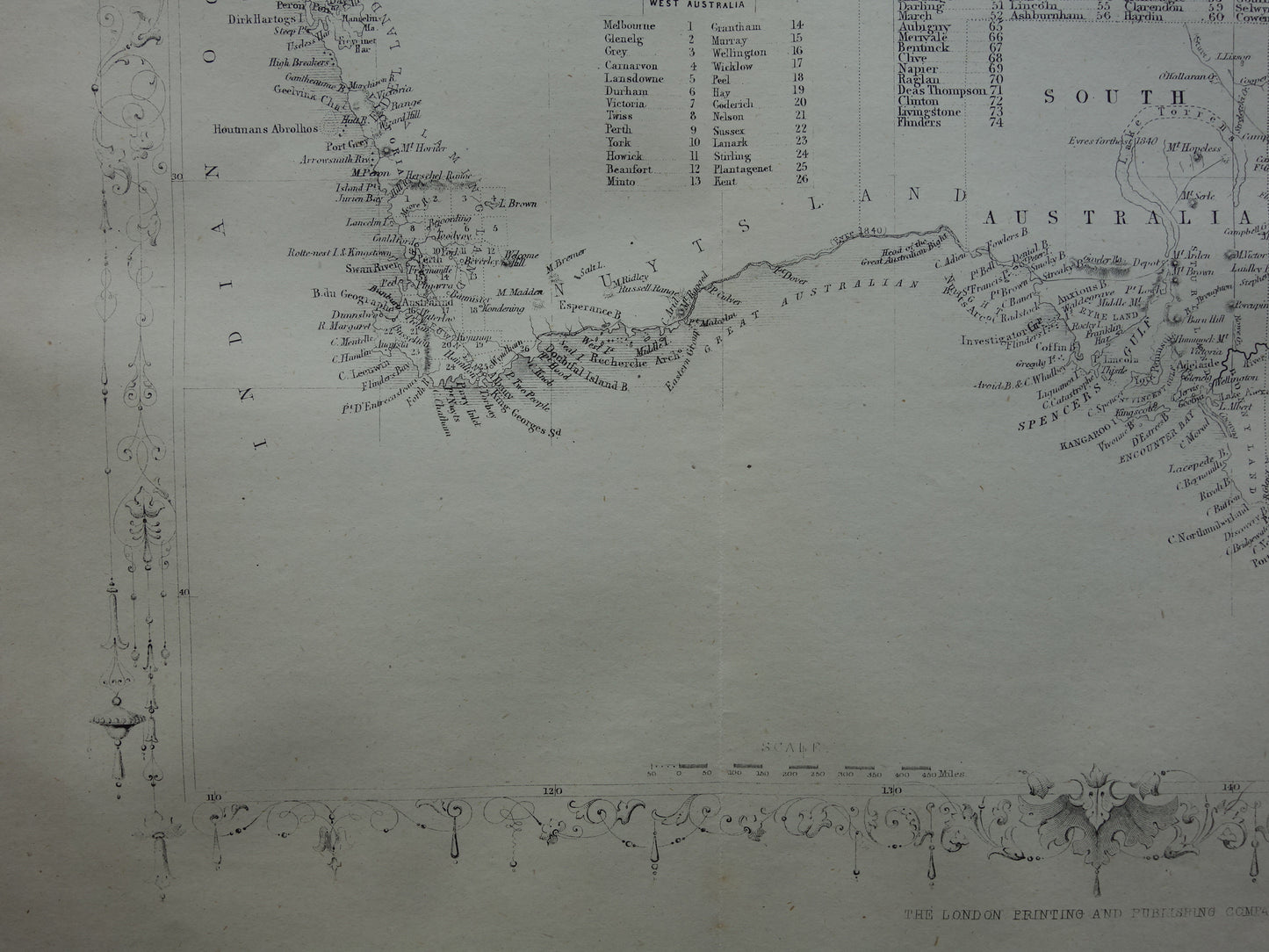 Australia old map from 1860 original antique map Australia John Rapkin - Vintage maps