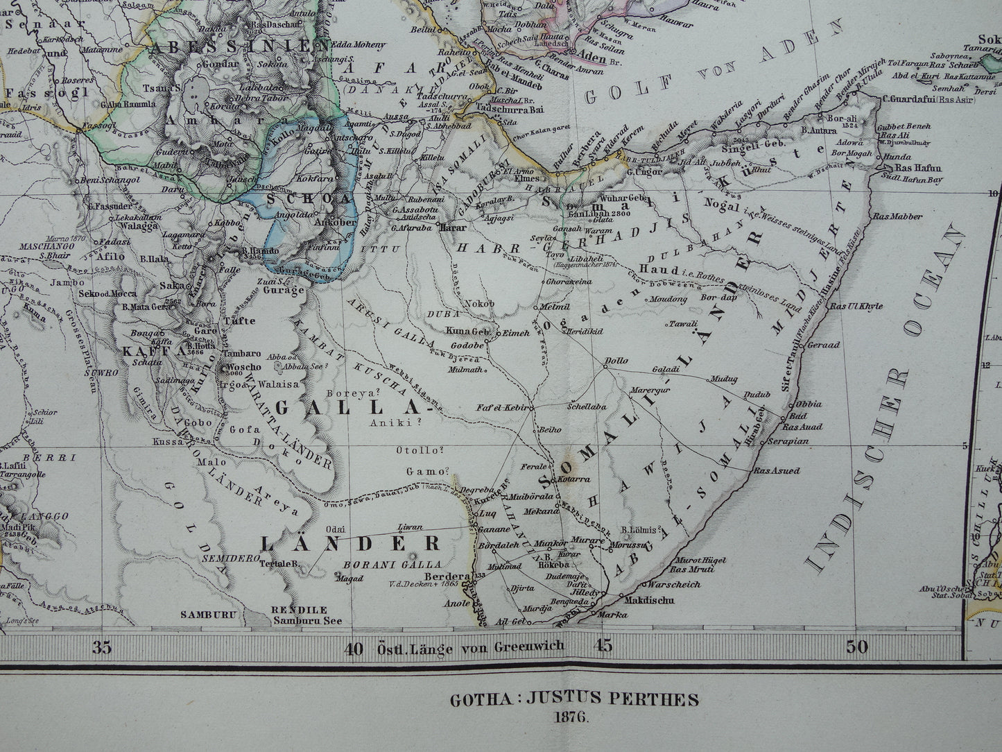Saoedi-Arabië vintage landkaart van Saudi-Arabie 1876 originele oude antieke kaart Riyad Djedda