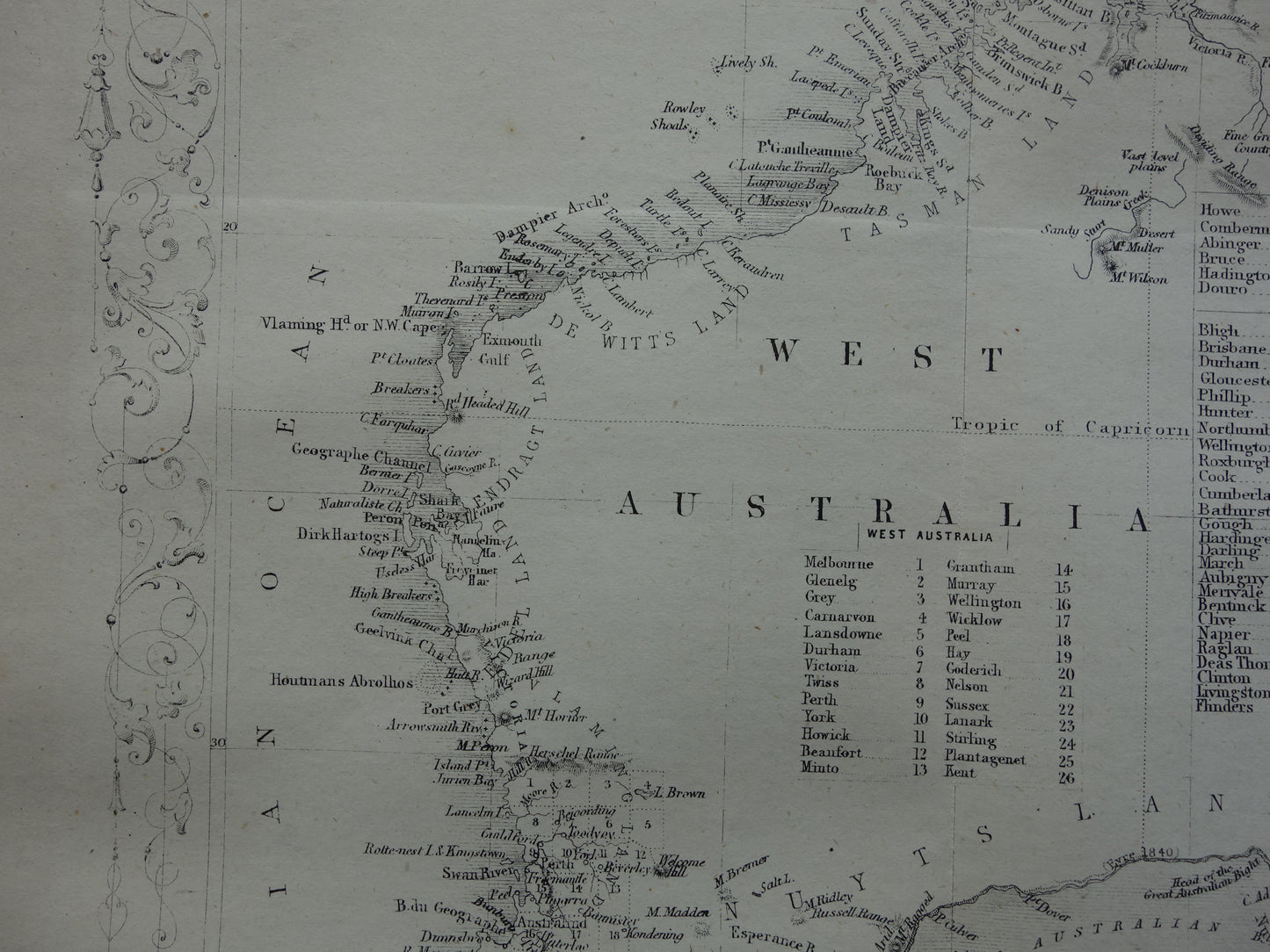 Australia old map from 1860 original antique map Australia John Rapkin - Vintage maps