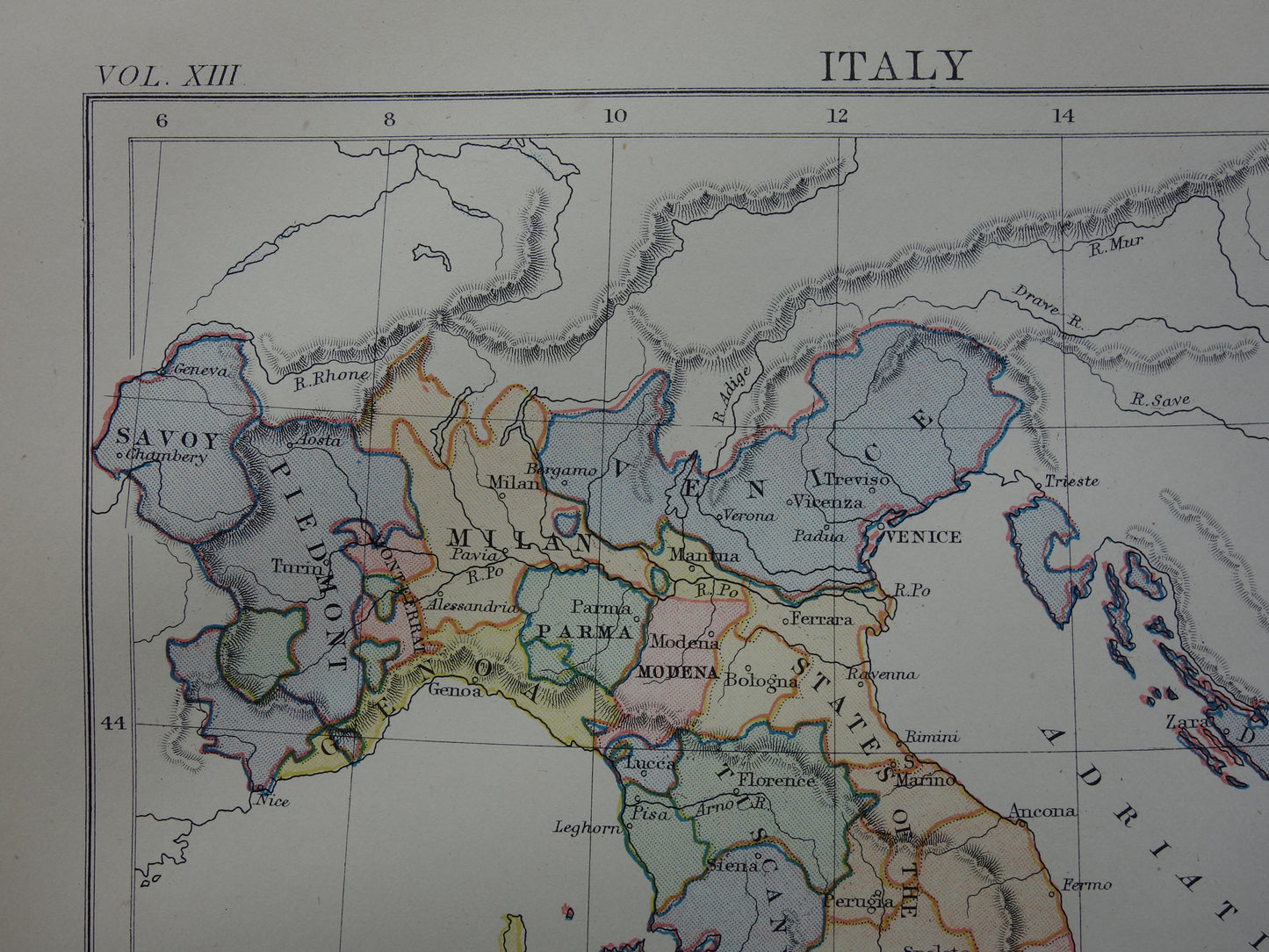 Italy set of 2 antique maps history Italy - Roman Empire Augustus to Constantine &amp; Italy before 1797 - old map