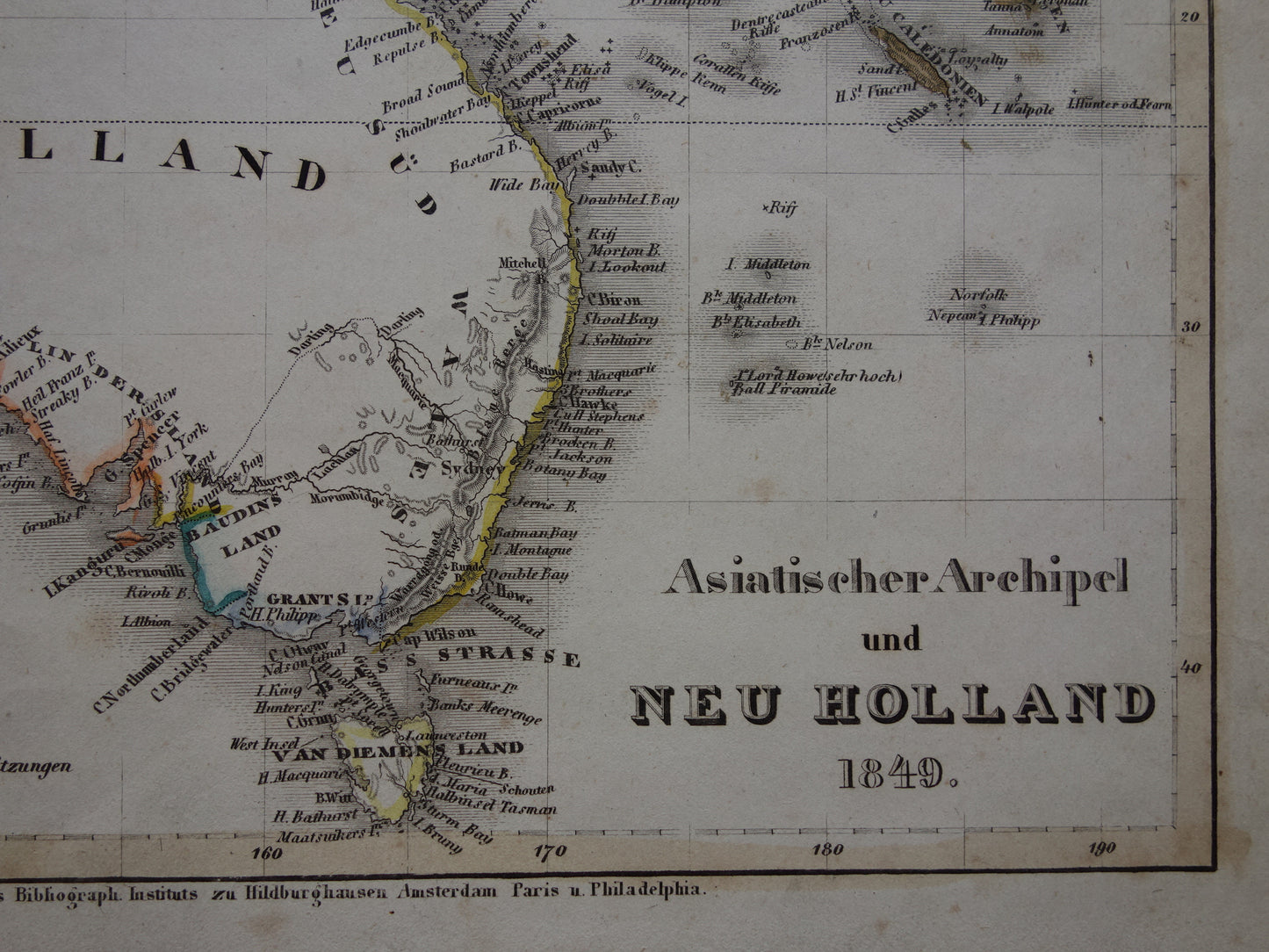 Old map of Australia and Indonesia from 1849 original antique map - vintage maps