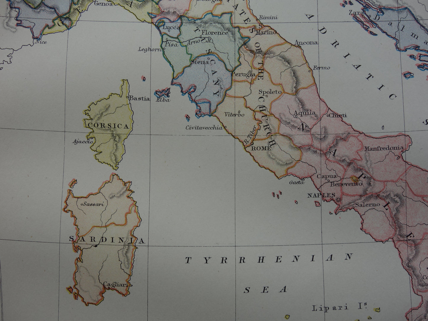 Italy set of 2 antique maps history Italy - Roman Empire Augustus to Constantine &amp; Italy before 1797 - old map