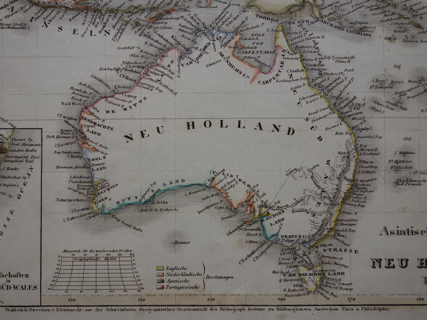 Old map of Australia and Indonesia from 1849 original antique map - vintage maps