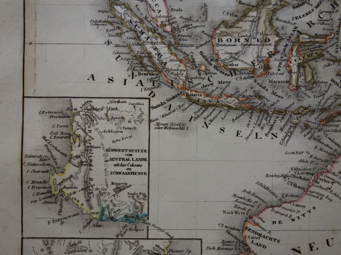 Old map of Australia and Indonesia from 1849 original antique map - vintage maps