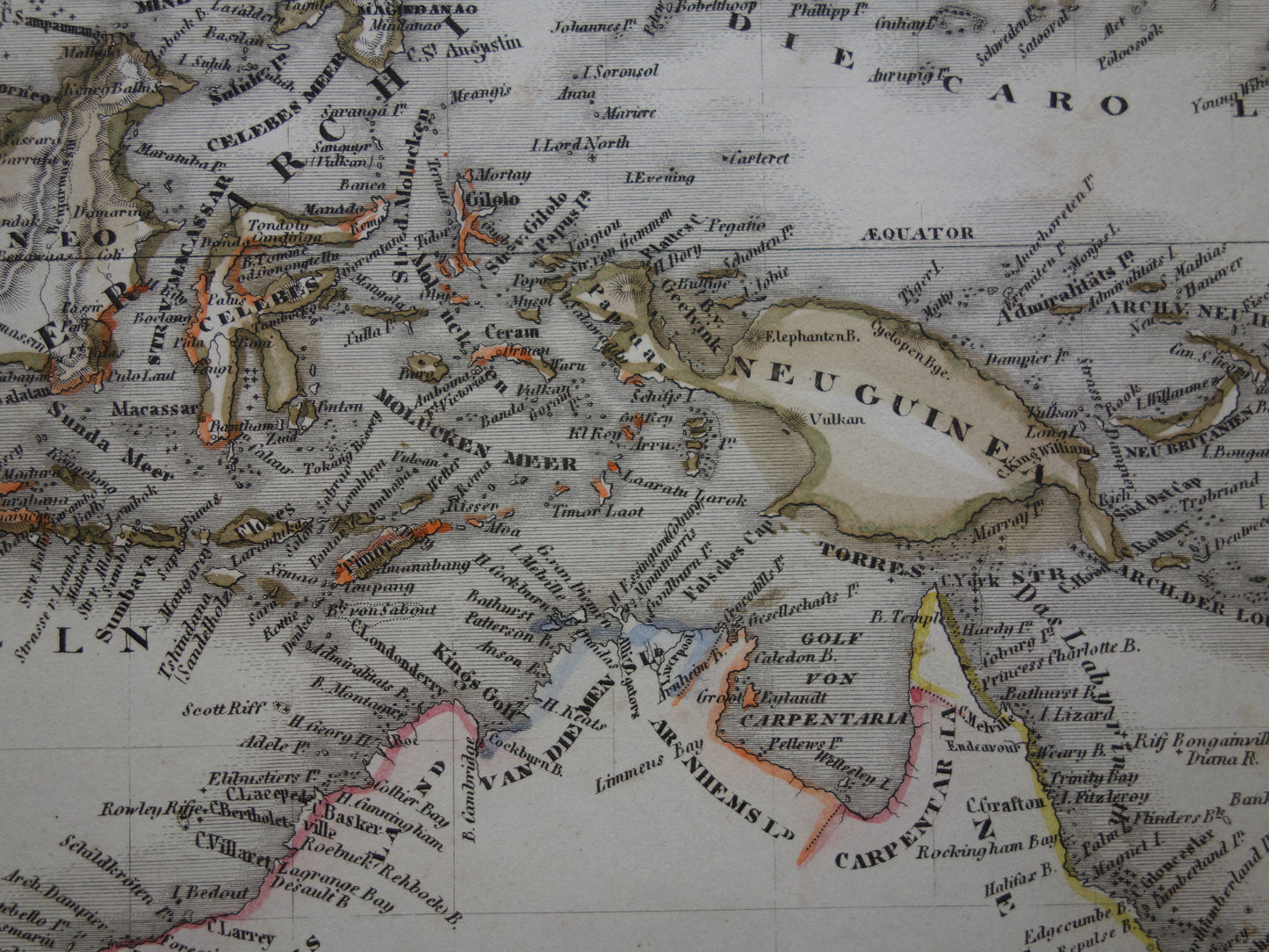 Old map of Australia and Indonesia from 1849 original antique map - vintage maps