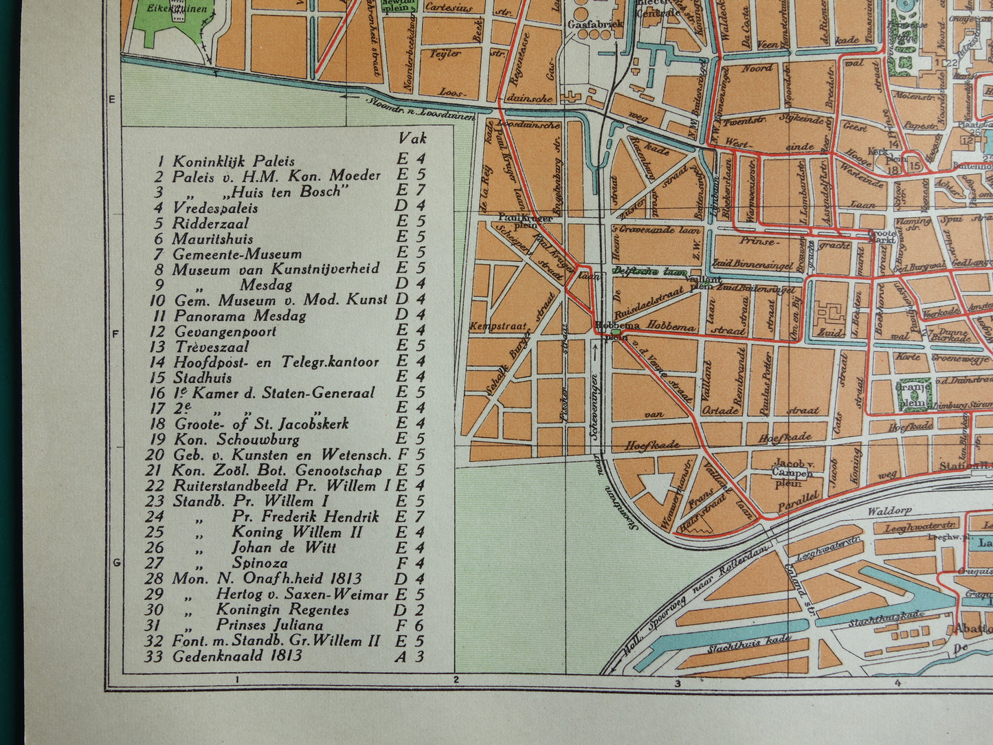 Alte Karte von Den Haag und Scheveningen aus dem Jahr 1917, originale antike Karte, Vintage-Karte