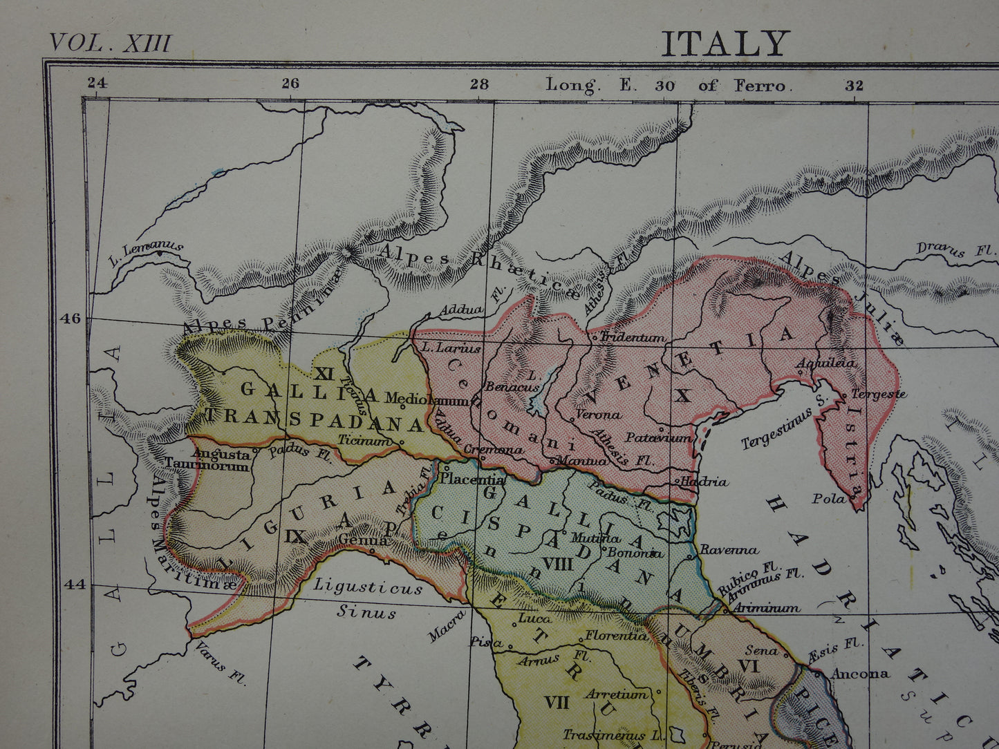 Italy set of 2 antique maps history Italy - Roman Empire Augustus to Constantine &amp; Italy before 1797 - old map