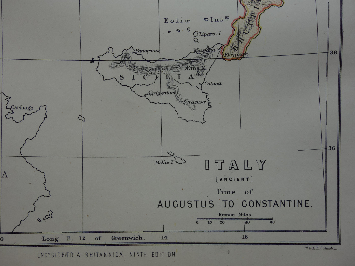 Italy set of 2 antique maps history Italy - Roman Empire Augustus to Constantine &amp; Italy before 1797 - old map