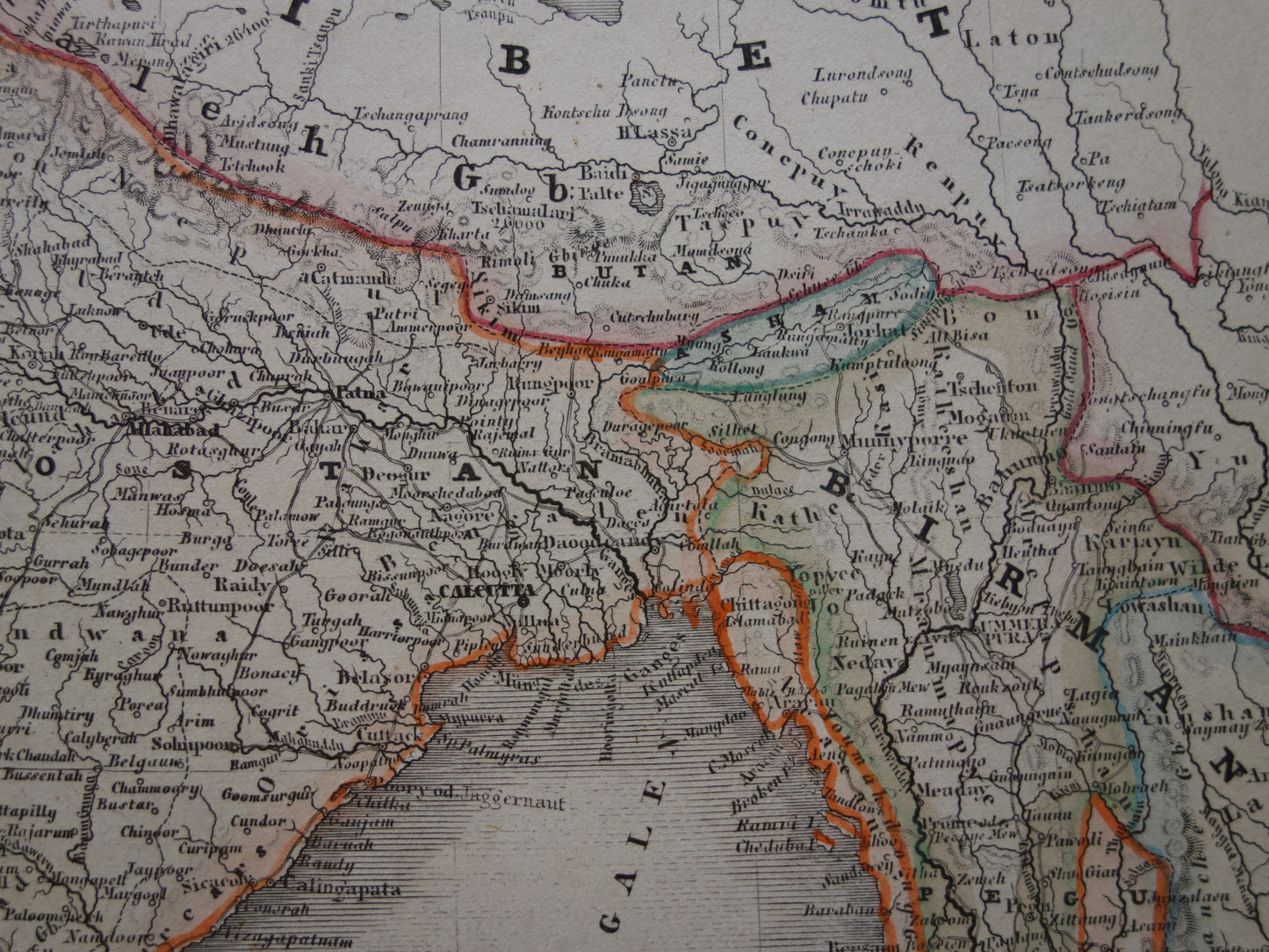 INDIA Old map of India and Indochina from 1849 original antique map southeast Asia - vintage maps