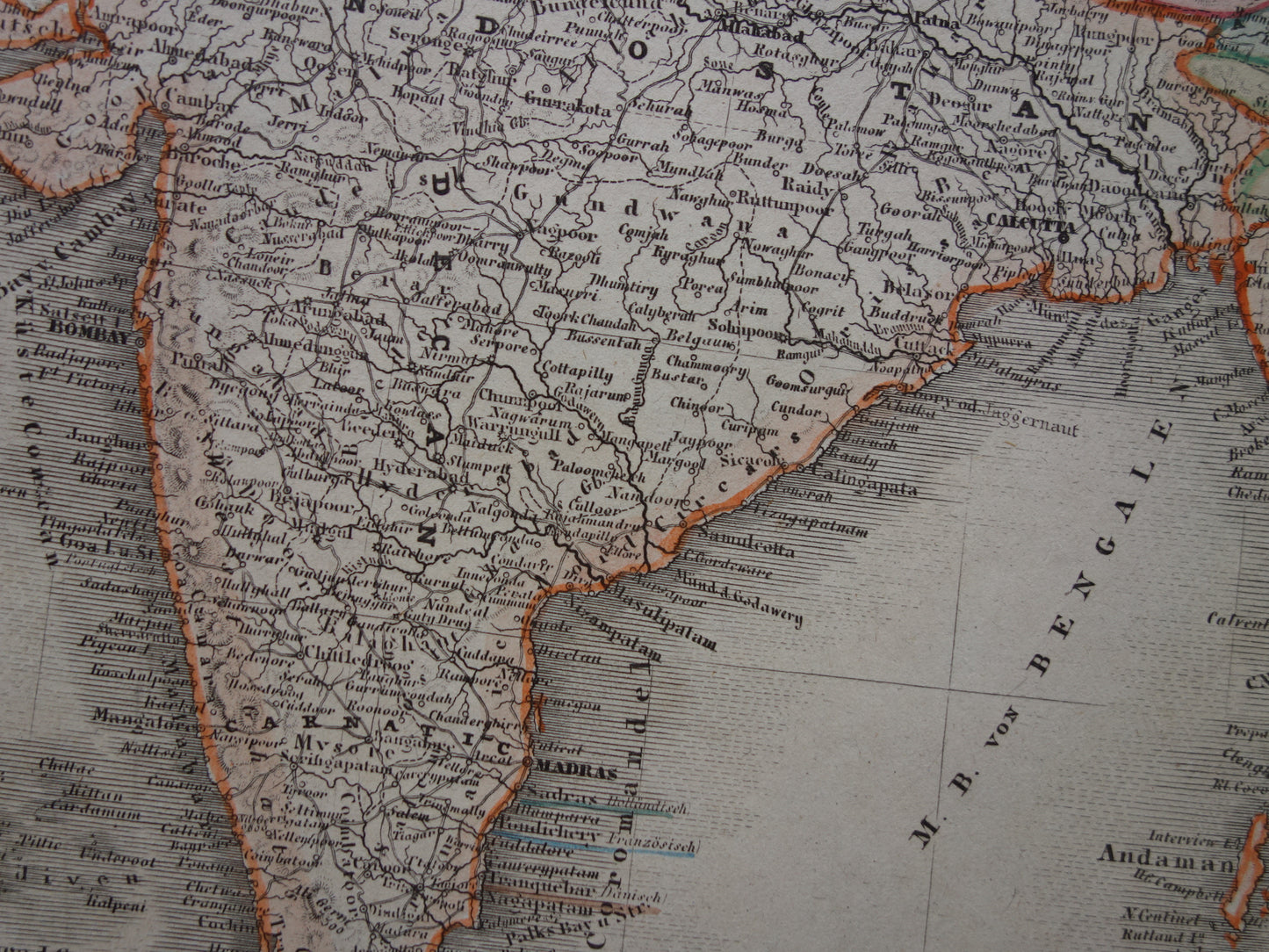 INDIA Old map of India and Indochina from 1849 original antique map southeast Asia - vintage maps