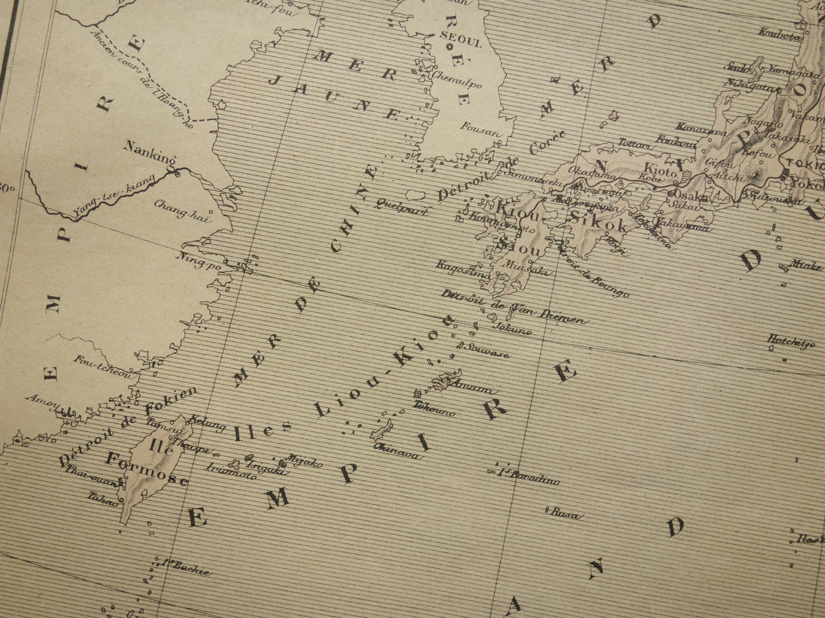 JAPAN Old map of the Japanese Empire from the year 1896 historical map Japan old vintage maps