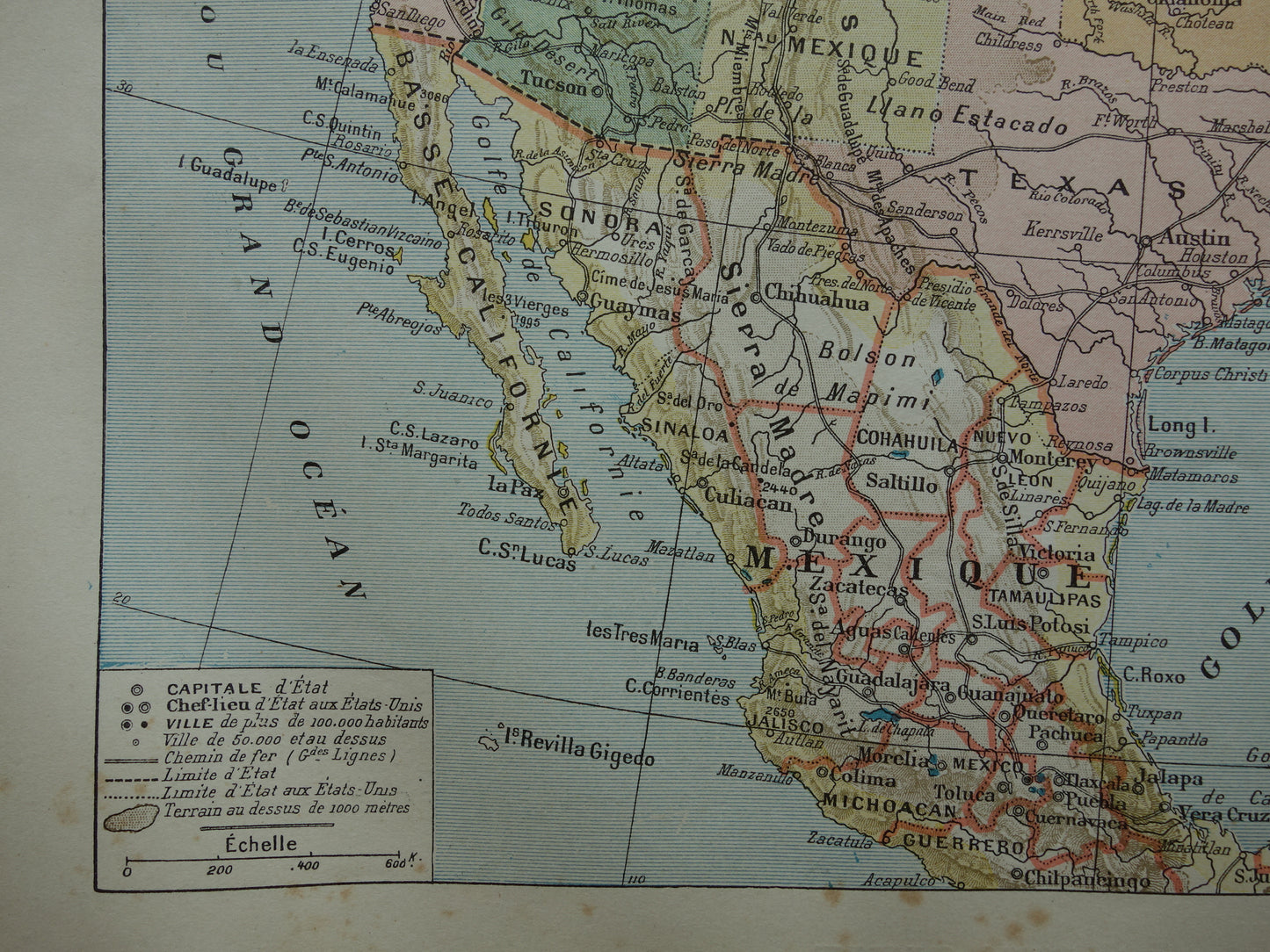Oude landkaart van de Verenigde Staten van Amerika 1902 originele antieke Franse kaart VS