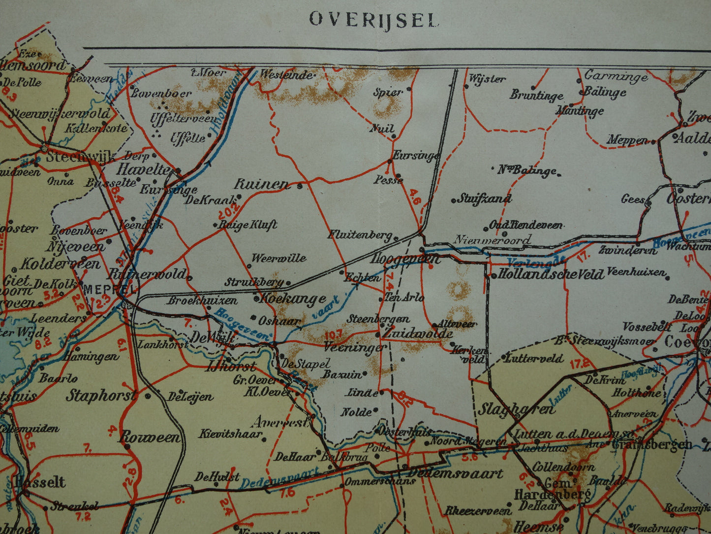 Overijssel Old map of the province of Overijssel from 1928 original Dutch vintage map Deventer Zwolle