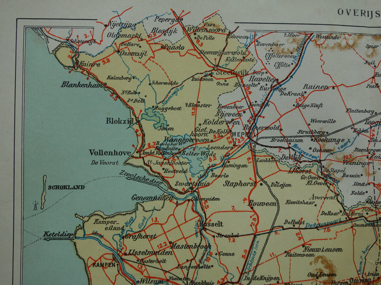 Overijssel Old map of the province of Overijssel from 1928 original Dutch vintage map Deventer Zwolle