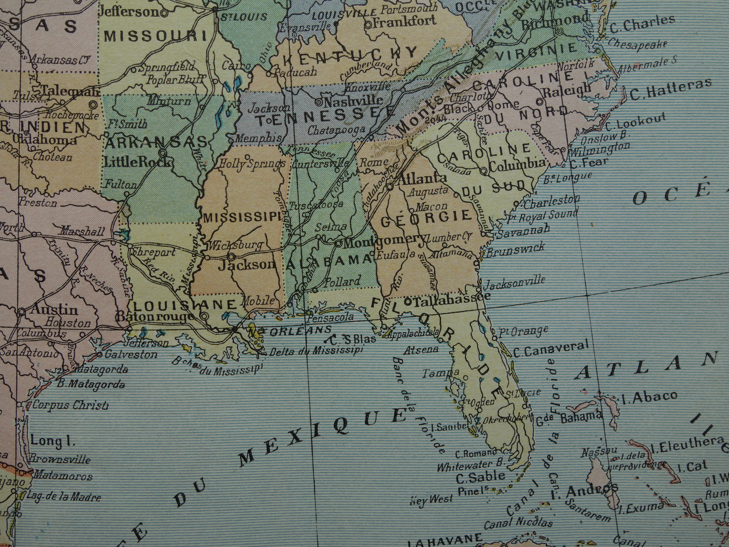 Oude landkaart van de Verenigde Staten van Amerika 1902 originele antieke Franse kaart VS