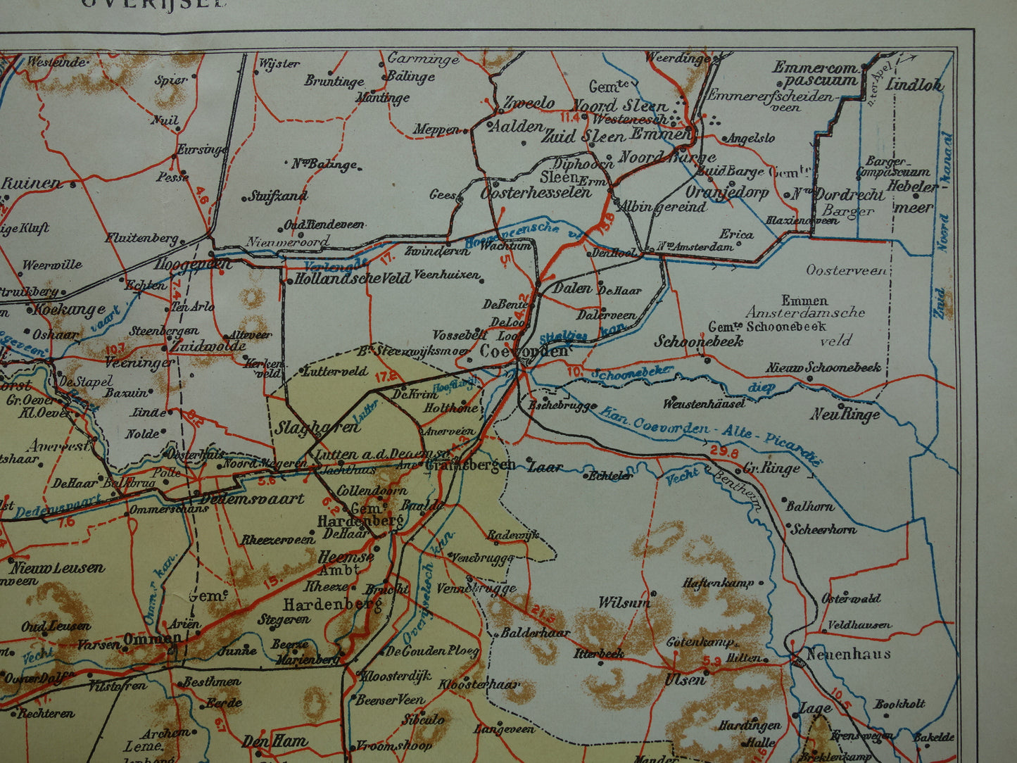 Overijssel Old map of the province of Overijssel from 1928 original Dutch vintage map Deventer Zwolle