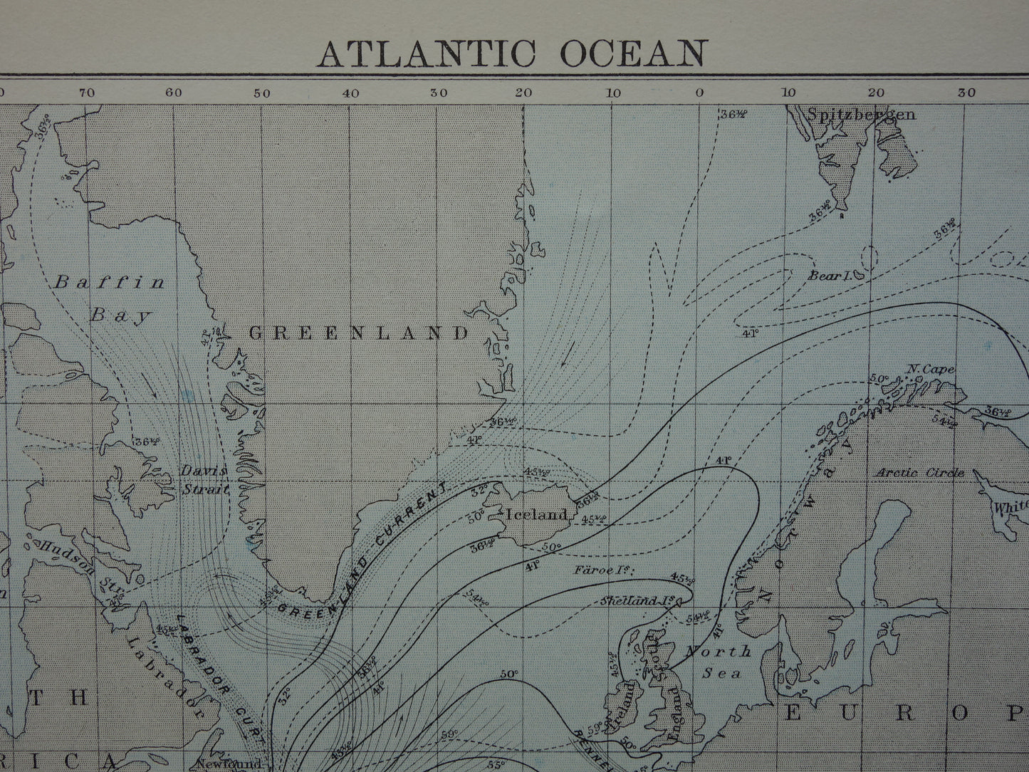 Old Map of the Atlantic Ocean Original 140+ year old antique English map