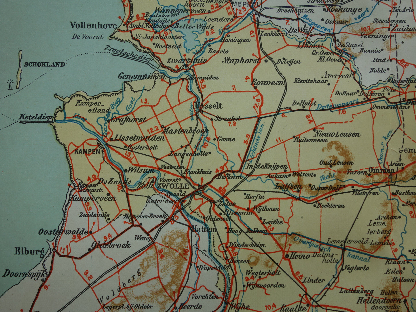 Overijssel Old map of the province of Overijssel from 1928 original Dutch vintage map Deventer Zwolle