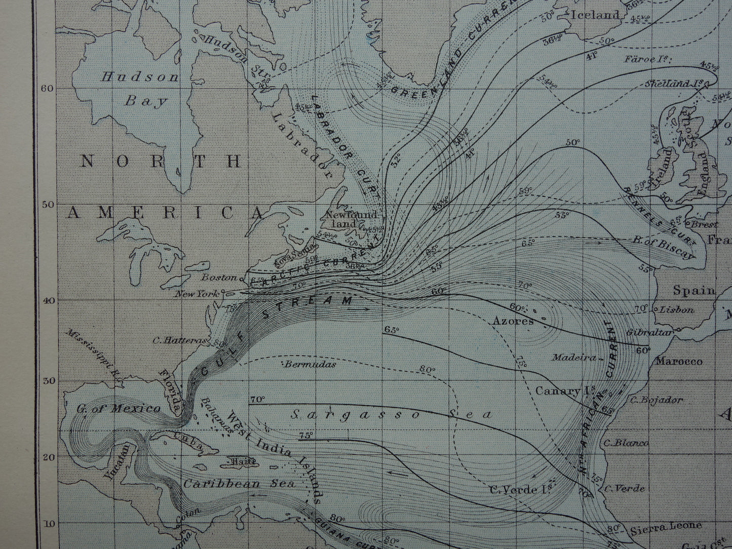 Old Map of the Atlantic Ocean Original 140+ year old antique English map