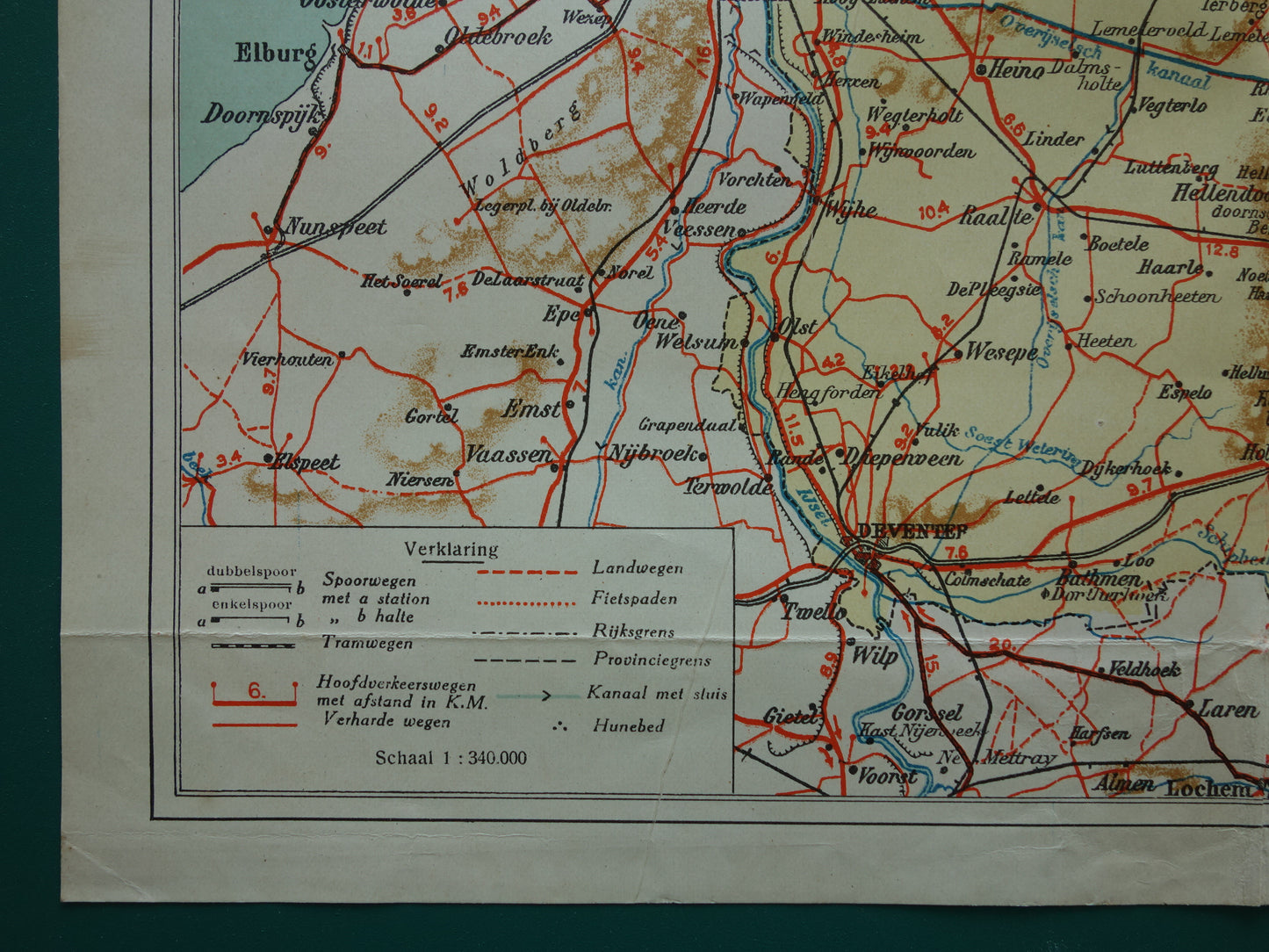 Overijssel Old map of the province of Overijssel from 1928 original Dutch vintage map Deventer Zwolle
