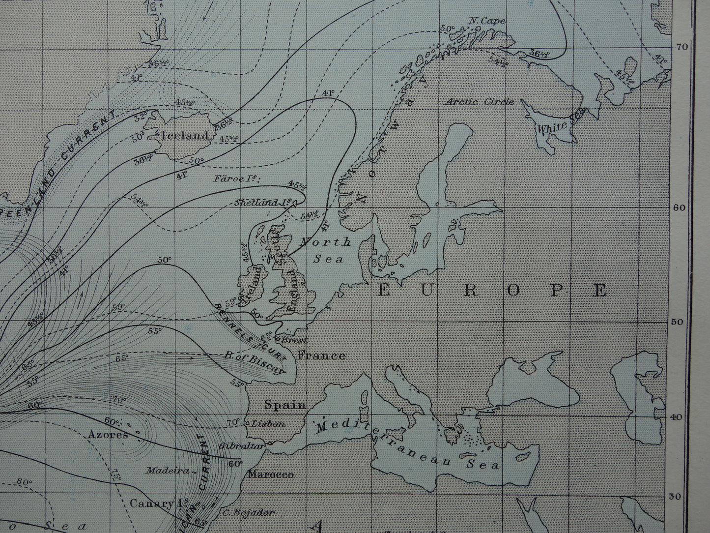 Old Map of the Atlantic Ocean Original 140+ year old antique English map