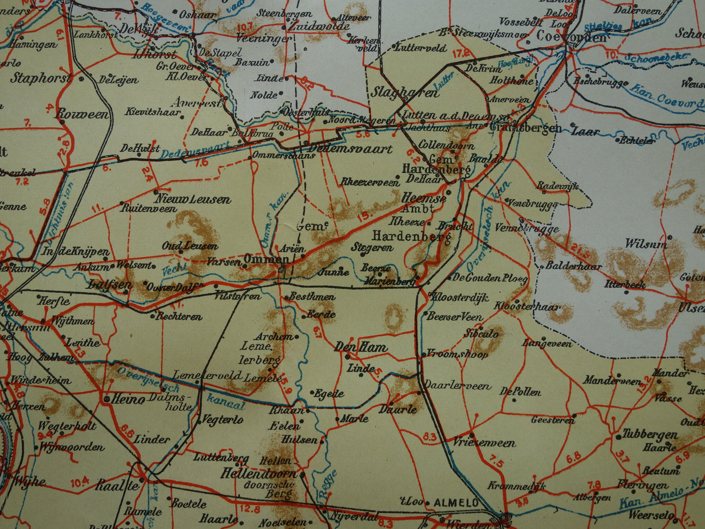 Overijssel Old map of the province of Overijssel from 1928 original Dutch vintage map Deventer Zwolle