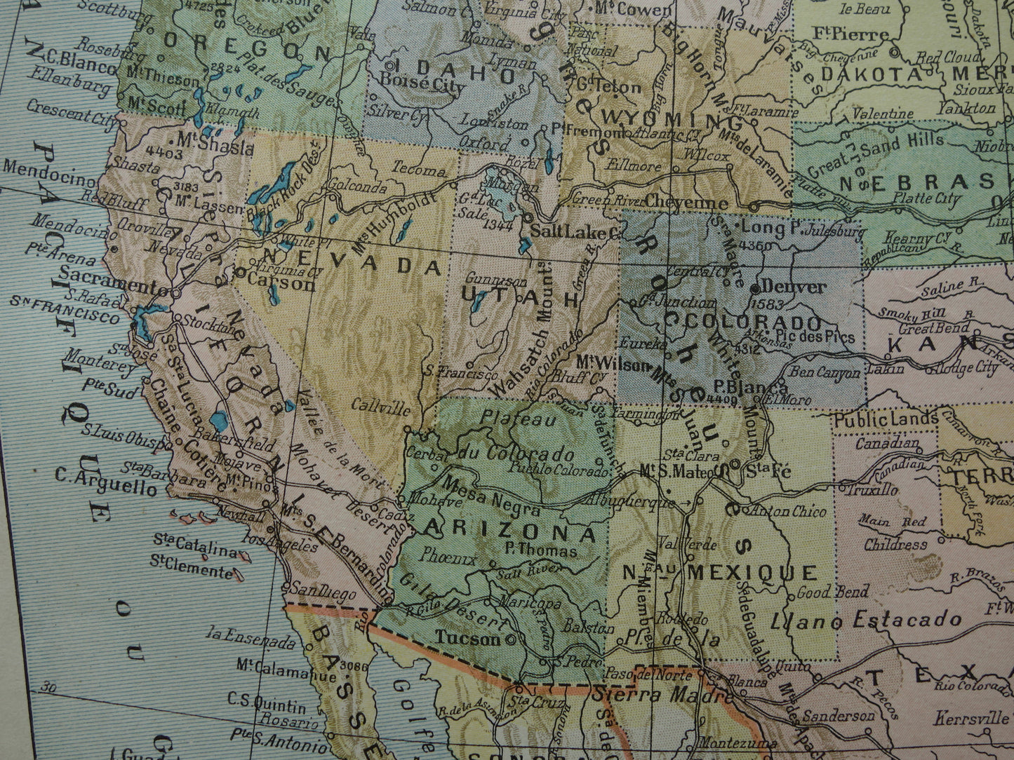 Oude landkaart van de Verenigde Staten van Amerika 1902 originele antieke Franse kaart VS