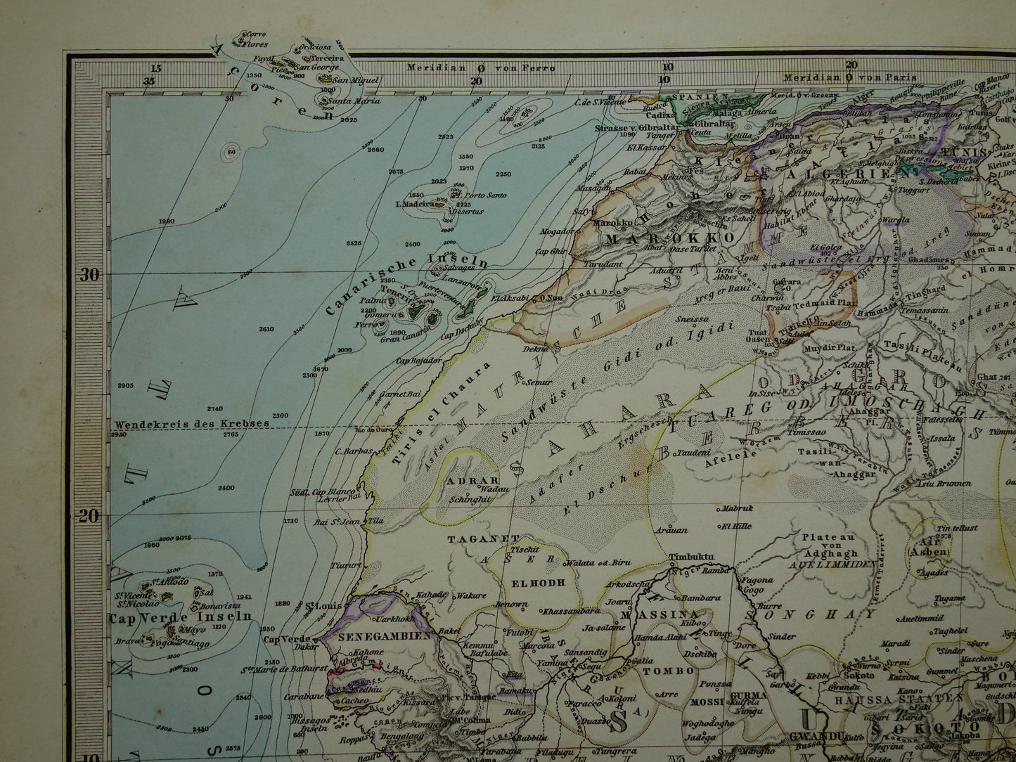 Antike Karte von Afrika aus dem Jahr 1884. Großes, originales, über 140 Jahre altes, handkoloriertes Kartenposter des afrikanischen Kontinents.