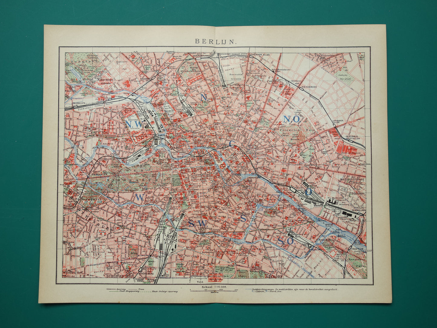 BERLIJN oude kaart van Berlijn uit 1906 originele Nederlandse antieke plattegrond