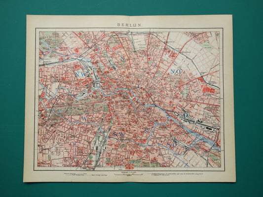 BERLIJN oude kaart van Berlijn uit 1906 originele Nederlandse antieke plattegrond