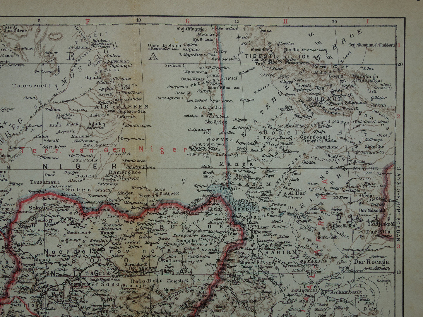 Alte Karte der Westküste Afrikas, Golf von Guinea, historische niederländische Karte, Senegal, Nigeria, Ghana, Elfenbeinküste