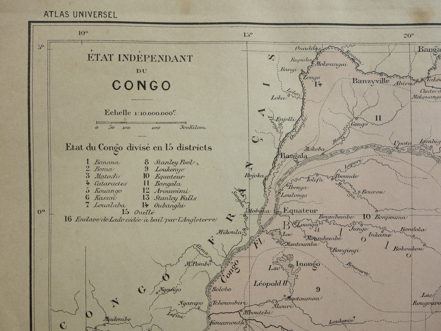Old map of Congo from 1896 original antique map Congo - Africa vintage historical maps