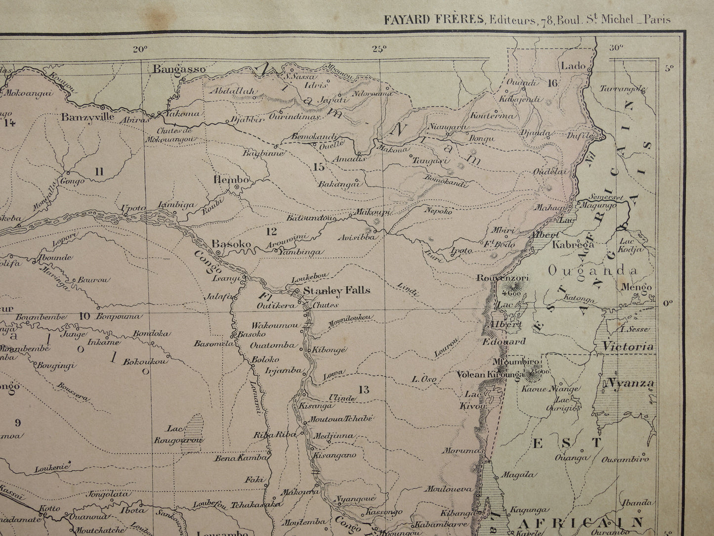 Old map of Congo from 1896 original antique map Congo - Africa vintage historical maps