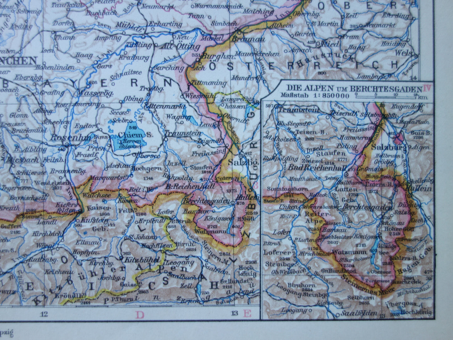 GERMANY old map of Bavaria 1928 original vintage German map Munich Augsburg Nuremburg