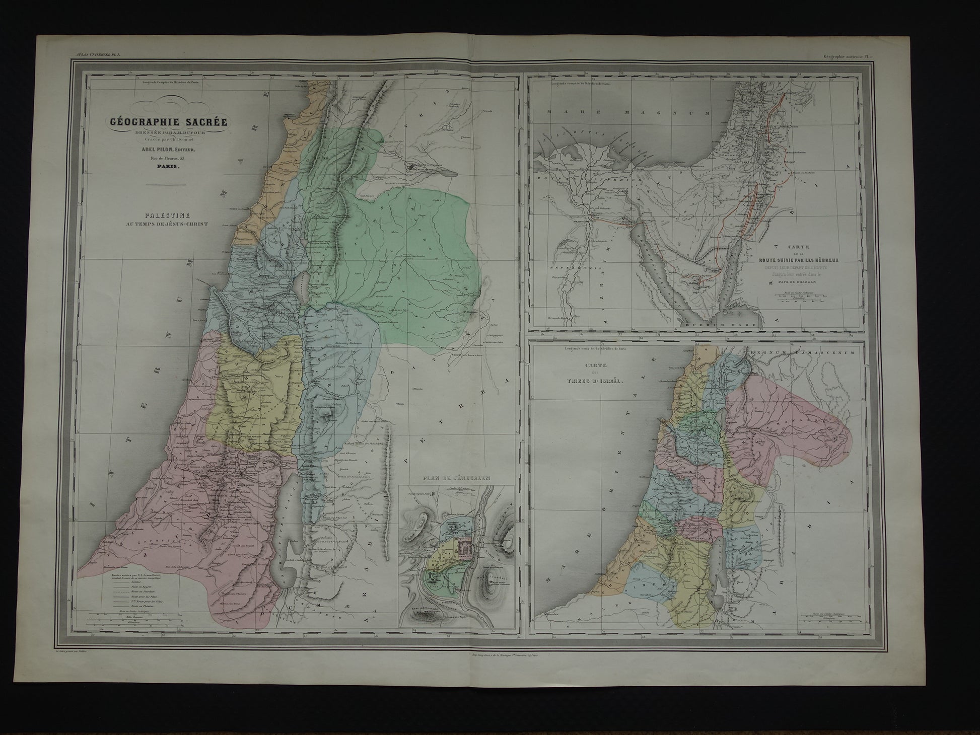 Antieke landkaart van Palestina in de oudheid Originele grote kaart Israël Libanon ten tijde van Jezus Christus vintage kaarten