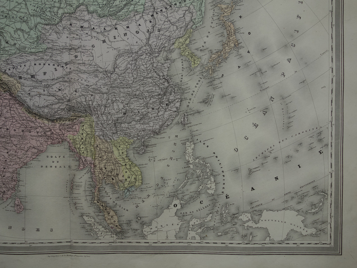 Antique map of Asia from 1880 Large old map of Asia continent Original vintage maps