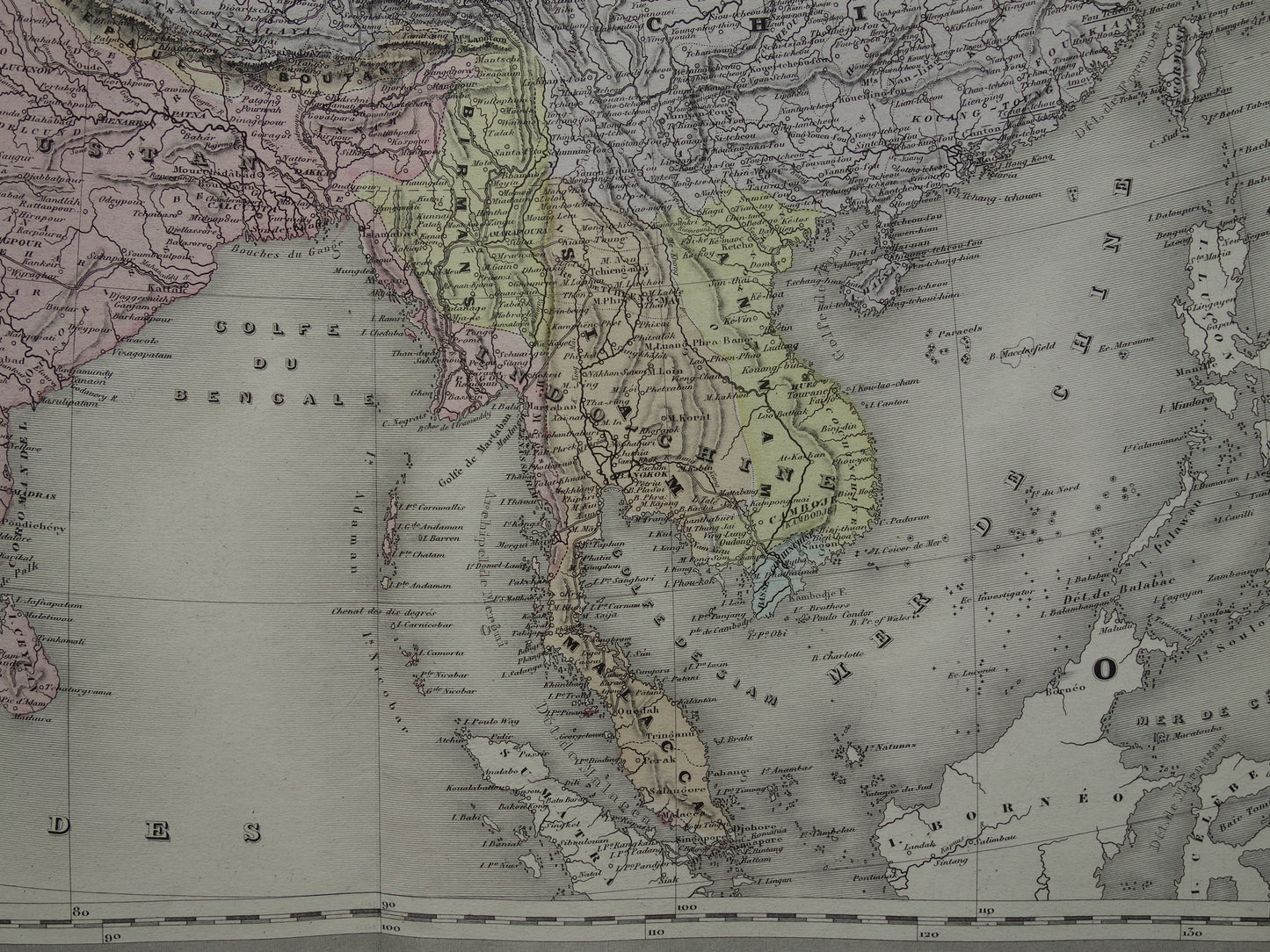Antique map of Asia from 1880 Large old map of Asia continent Original vintage maps