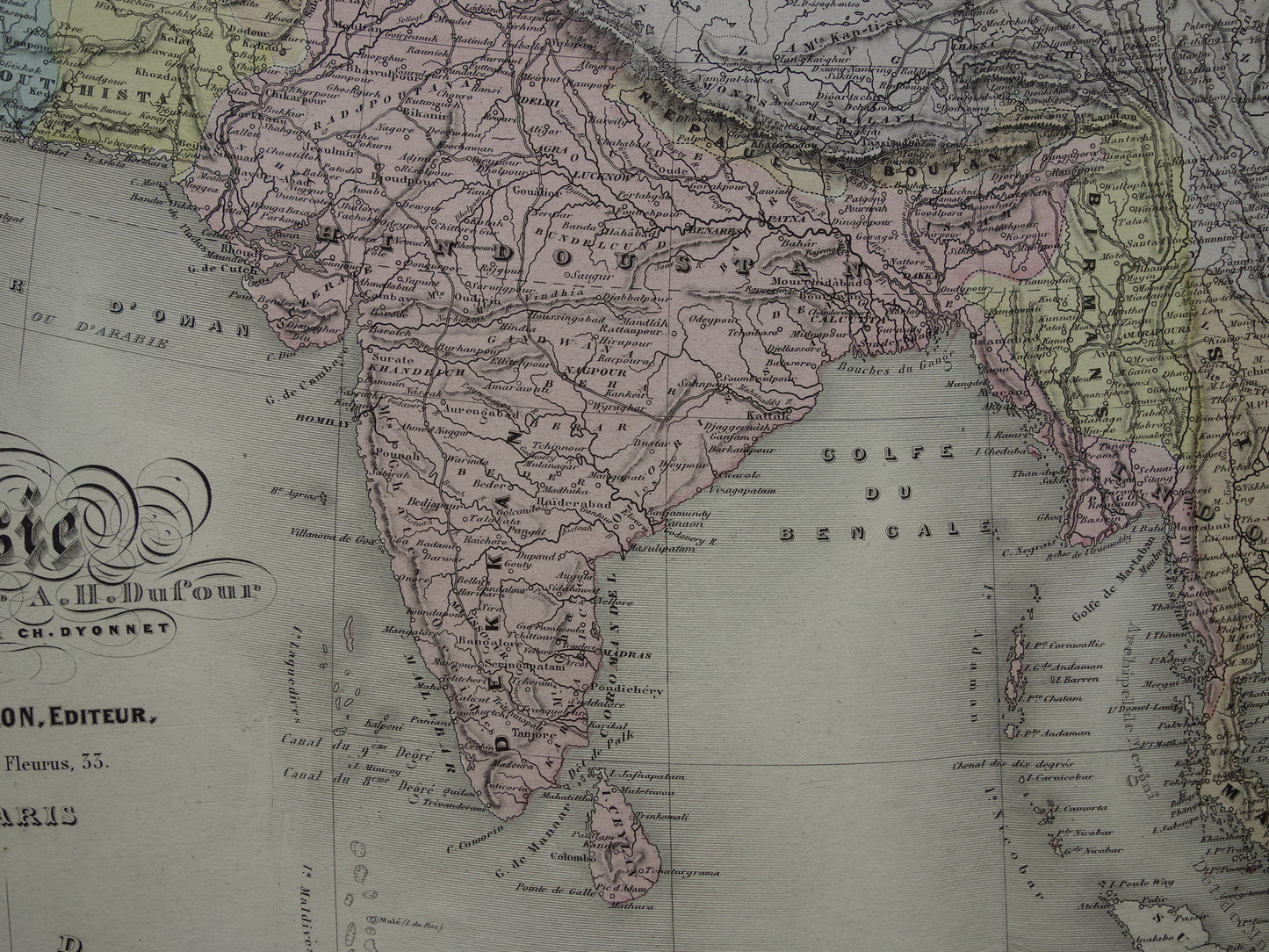 Antique map of Asia from 1880 Large old map of Asia continent Original vintage maps