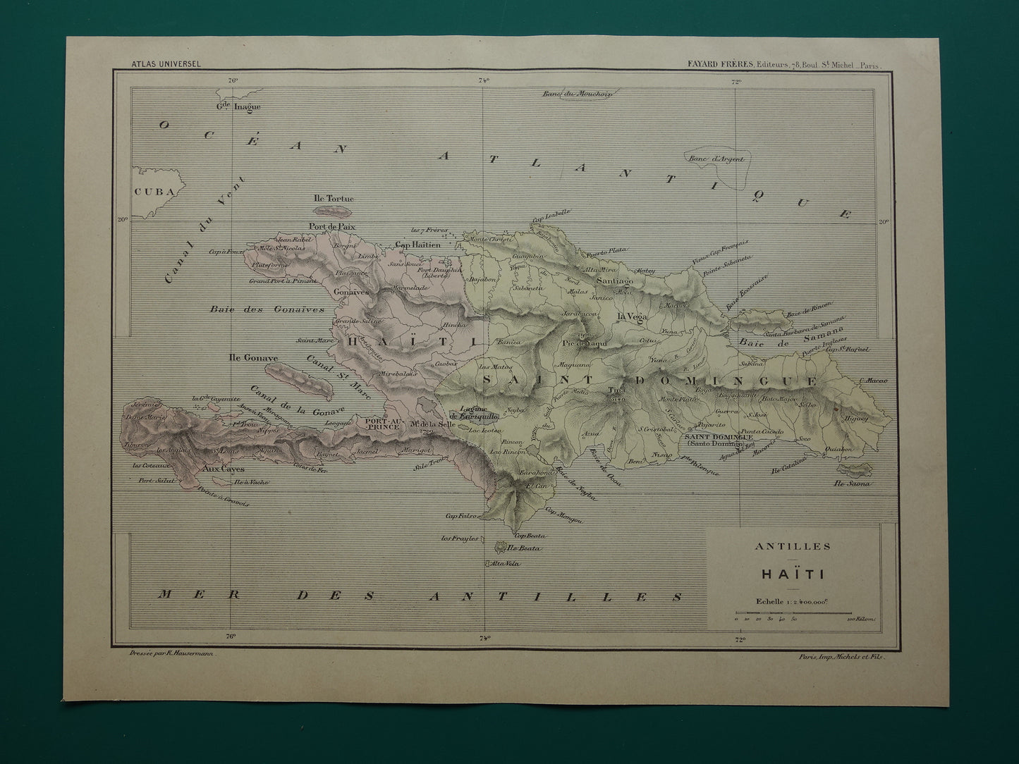 Haiti and Dominican Republic Old map Original antique map