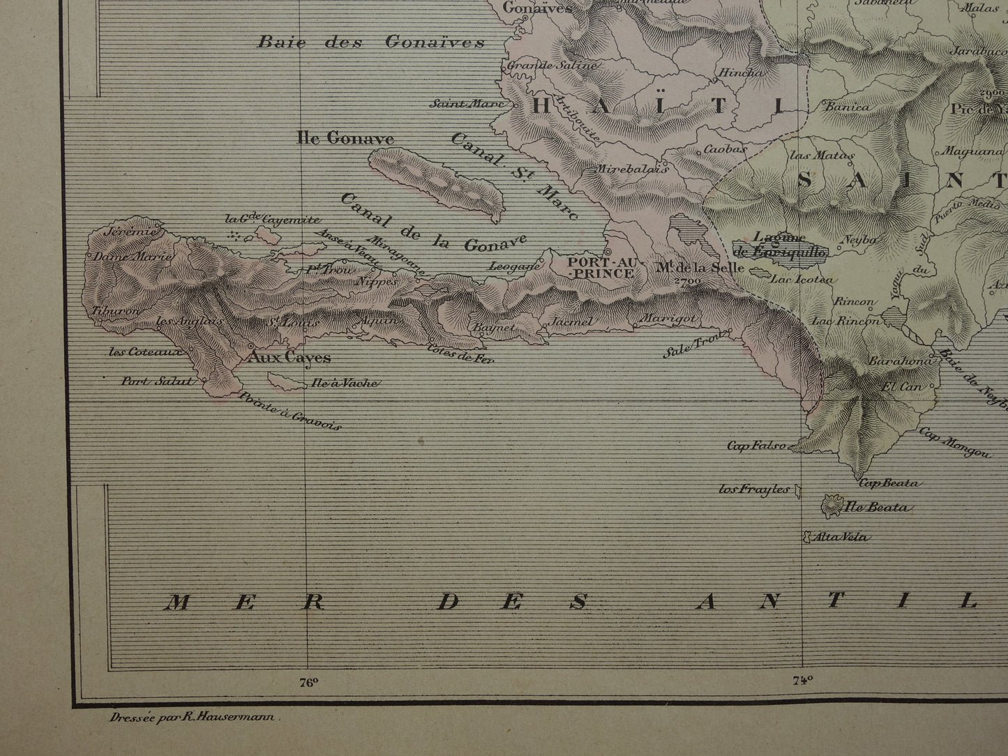 Haiti and Dominican Republic Old map Original antique map