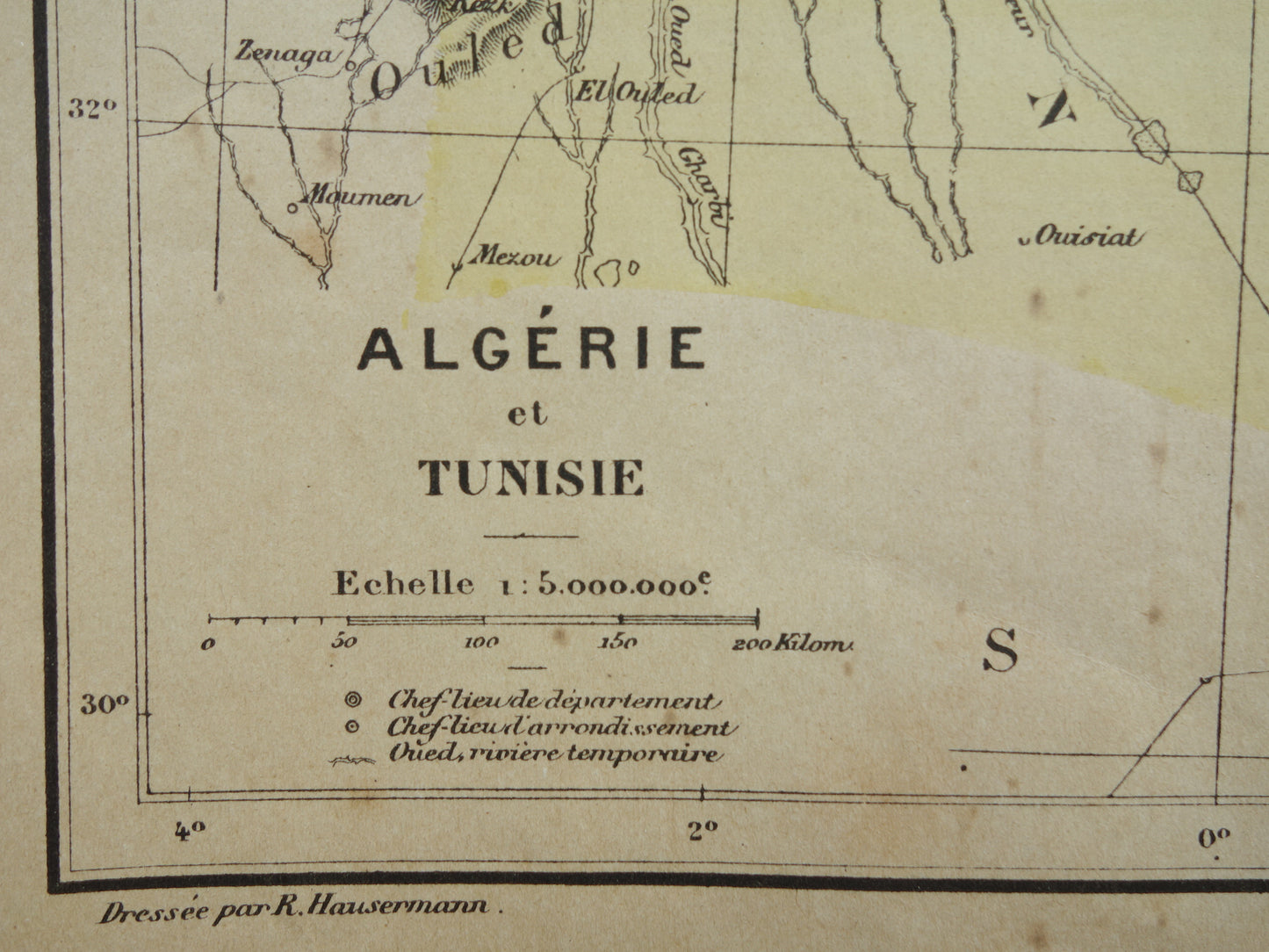 Oude kaart van Algerije en Tunesië uit 1896 antieke Franse landkaart