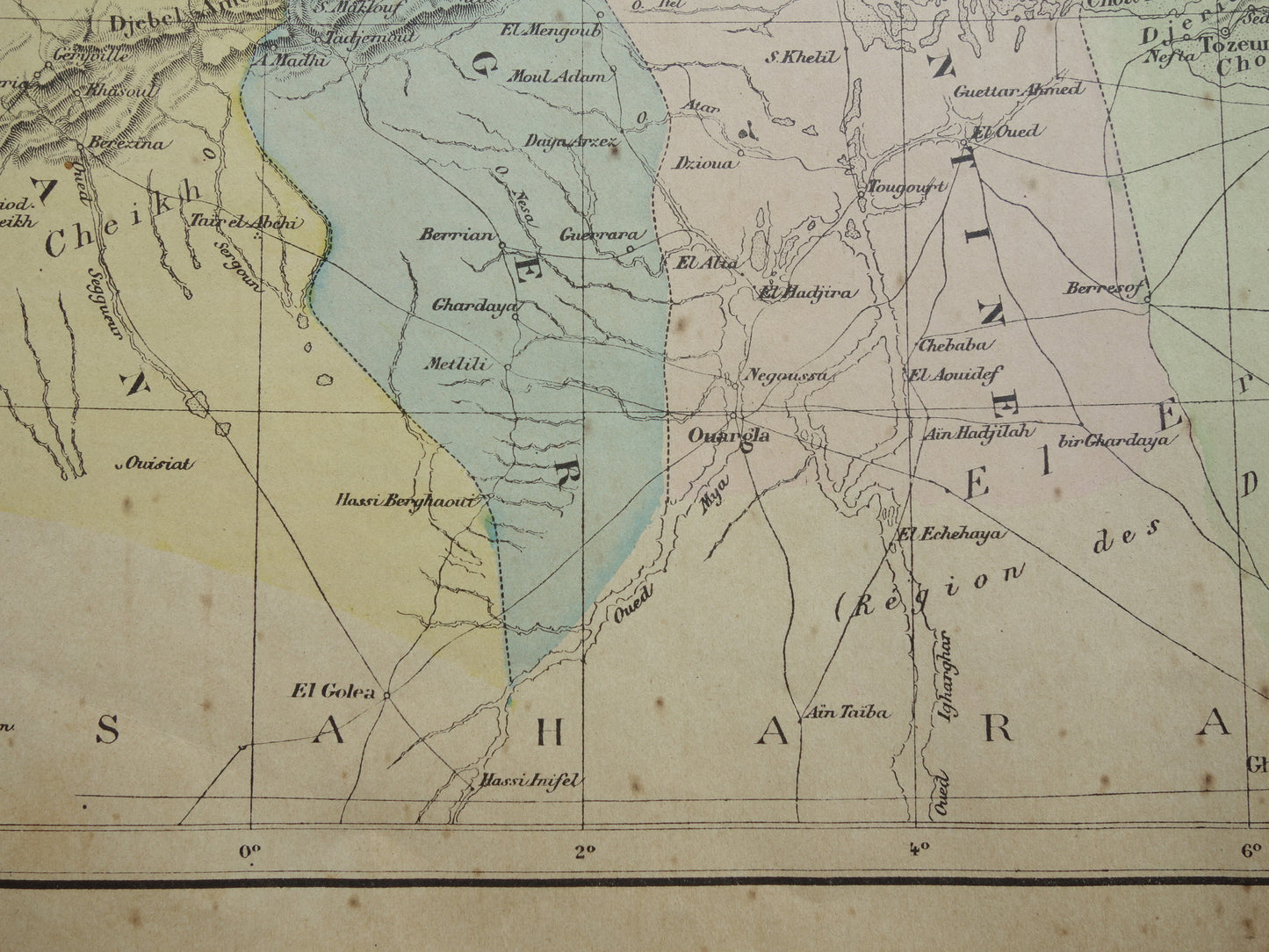 Oude kaart van Algerije en Tunesië uit 1896 antieke Franse landkaart