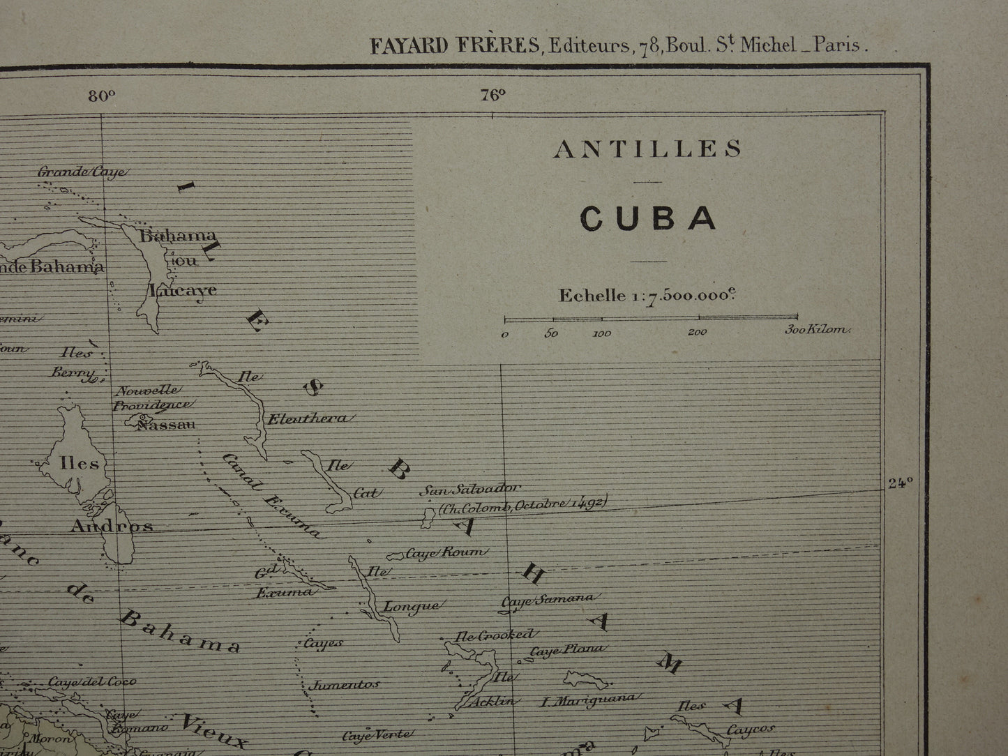 CUBA Oude landkaart van Cuba en Jamaica Originele antieke kaart
