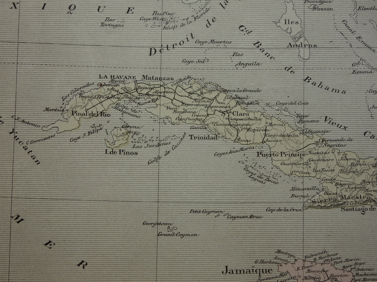CUBA Oude landkaart van Cuba en Jamaica Originele antieke kaart