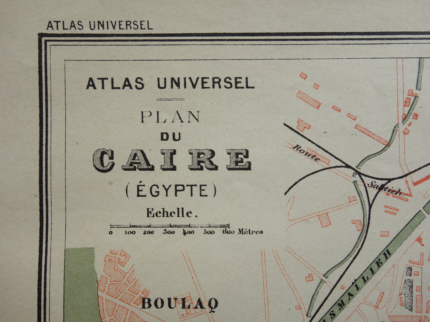 Oude kaart van Caïro Egypte uit 1896 antieke Franse plattegrond van Cairo
